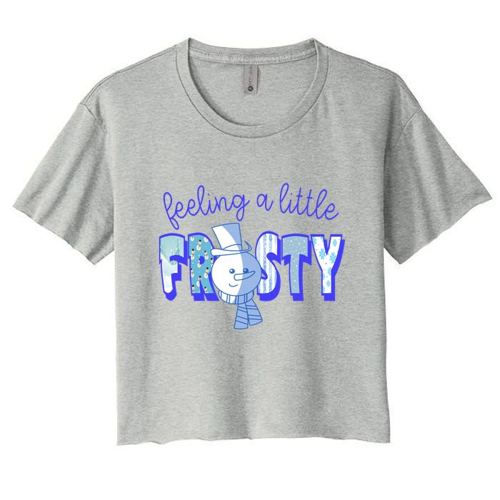 Feeling A Little Frosty Snowman Winter Women's Crop Top Tee