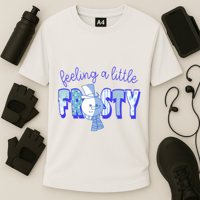 Feeling A Little Frosty Snowman Winter Cooling Performance Crew T-Shirt
