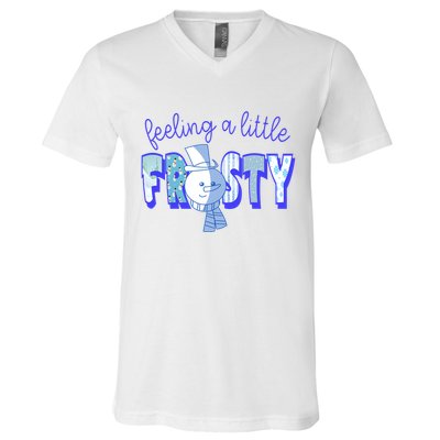 Feeling A Little Frosty Snowman Winter V-Neck T-Shirt