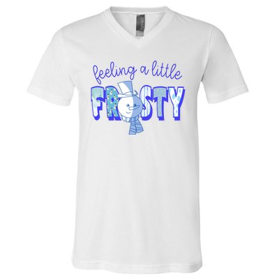 Feeling A Little Frosty Snowman Winter V-Neck T-Shirt