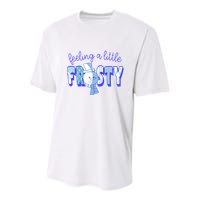 Feeling A Little Frosty Snowman Winter Youth Performance Sprint T-Shirt