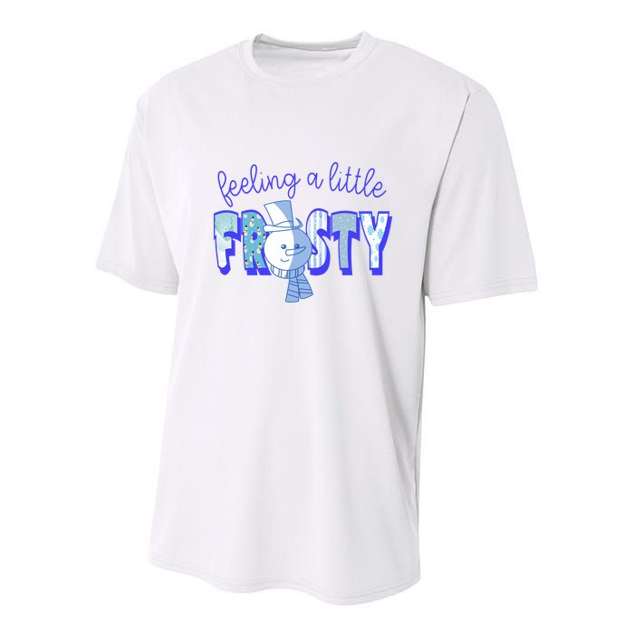 Feeling A Little Frosty Snowman Winter Youth Performance Sprint T-Shirt