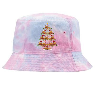 Funny Airplane Lover Matching Santa Airplane Christmas Tree Gift Tie-Dyed Bucket Hat