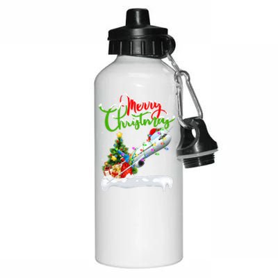 Funny Airplane Lover Xmas Lighting Santa Airplane Christmas Gift Aluminum Water Bottle