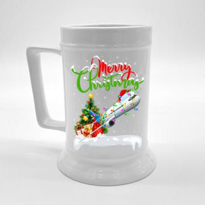 Funny Airplane Lover Xmas Lighting Santa Airplane Christmas Gift Beer Stein