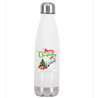 Funny Airplane Lover Xmas Lighting Santa Airplane Christmas Gift Stainless Steel Insulated Water Bottle