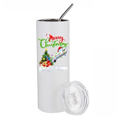 Funny Airplane Lover Xmas Lighting Santa Airplane Christmas Gift Stainless Steel Tumbler