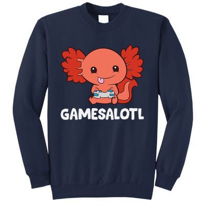 Funny Axolotl Lover Gamesalotl Gaming Axolotl  Tall Sweatshirt