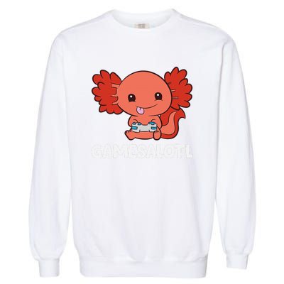 Funny Axolotl Lover Gamesalotl Gaming Axolotl  Garment-Dyed Sweatshirt