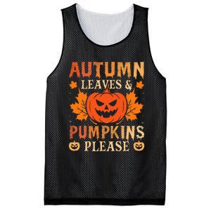 Fall Autumn Leaves & Pumpkin Please Halloween Mesh Reversible Basketball Jersey Tank