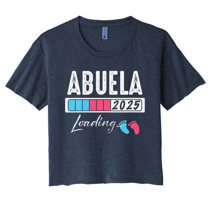 Funny Abuela Loading 2025 Baby Gender Reveal Women's Crop Top Tee