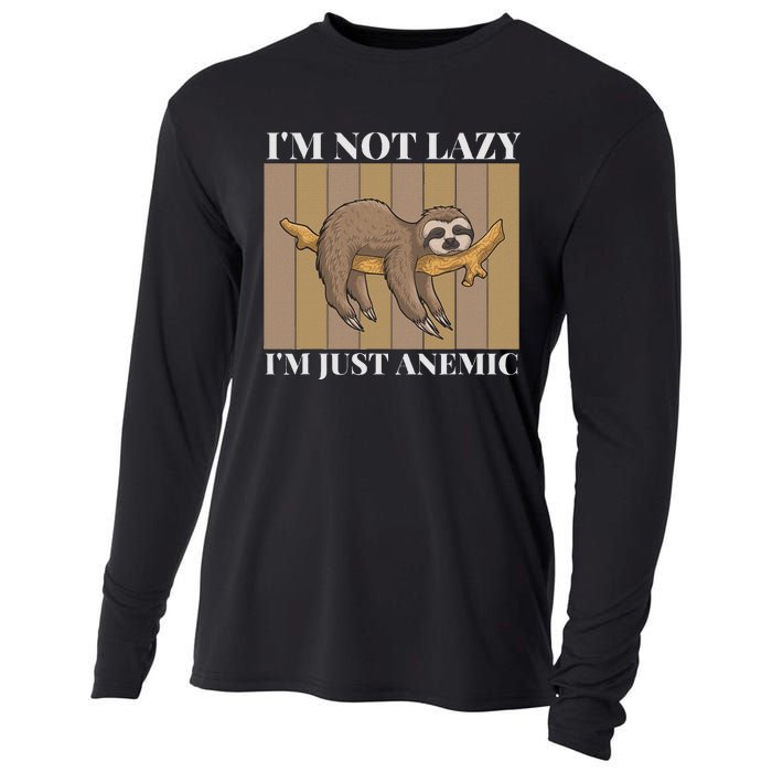 Funny Anemia Life IM Just Anemic Not Lazy Cooling Performance Long Sleeve Crew