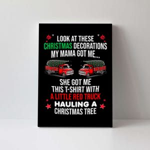 Funny A Little Red Truck Hauling A Christmas Tree Canvas