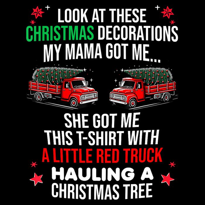 Funny A Little Red Truck Hauling A Christmas Tree Drawstring Bag