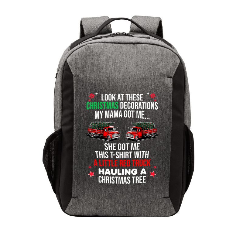 Funny A Little Red Truck Hauling A Christmas Tree Vector Backpack