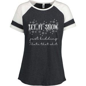 Funny Adult Let It Snow Just Ding Vulgar Sarcastic Funny Gift Enza Ladies Jersey Colorblock Tee