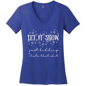 Funny Adult Let It Snow Just Ding Vulgar Sarcastic Funny Gift Women's V-Neck T-Shirt