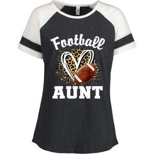 Football Aunt Leopard Heart Gift Enza Ladies Jersey Colorblock Tee