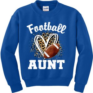 Football Aunt Leopard Heart Gift Kids Sweatshirt