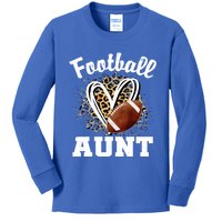 Football Aunt Leopard Heart Gift Kids Long Sleeve Shirt