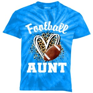 Football Aunt Leopard Heart Gift Kids Tie-Dye T-Shirt