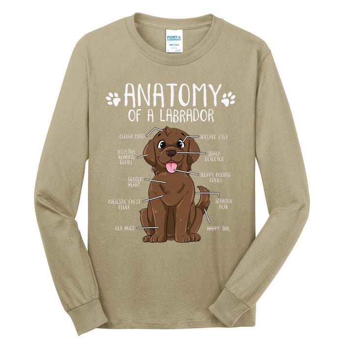 Funny Anatomy Labrador Retriever Chocolate Lab Dog Owner Tall Long Sleeve T-Shirt