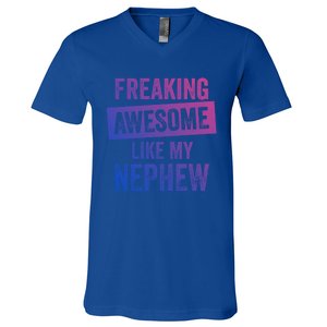 Freaking Awesome Like My Nephew For Aunt Auntie Or Uncle Gift V-Neck T-Shirt