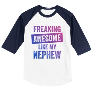 Freaking Awesome Like My Nephew For Aunt Auntie Or Uncle Gift Baseball Sleeve Shirt