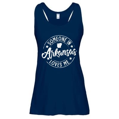 Funny Arkansas Lover Distressed Someone In Arkansas Loves Me Ladies Essential Flowy Tank