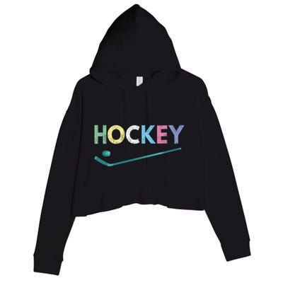 Funny And Love Ice Hockey Gift Cute Gift Crop Fleece Hoodie