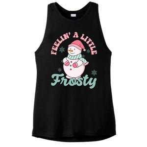 Feelin A Little Frosty Cute Snowman Holiday Ladies PosiCharge Tri-Blend Wicking Tank