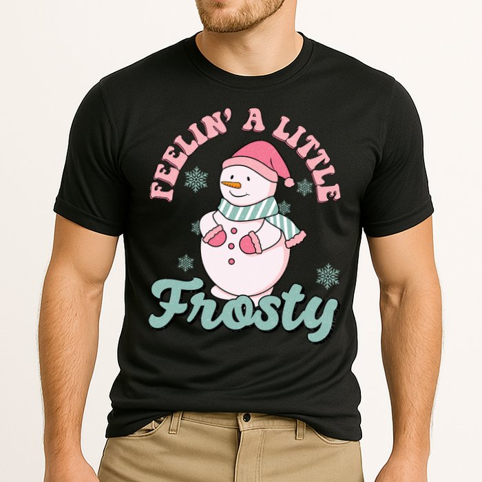 Feelin A Little Frosty Cute Snowman Holiday Cooling Performance Crew T-Shirt