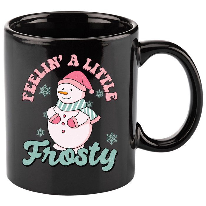 Feelin A Little Frosty Cute Snowman Holiday 11oz C Handle Ceramic Mug