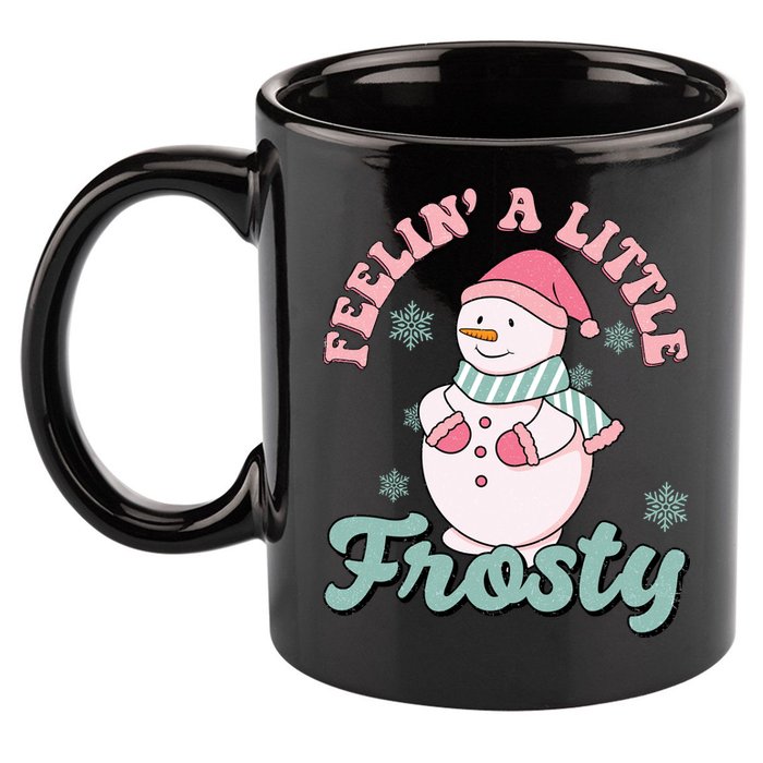 Feelin A Little Frosty Cute Snowman Holiday 11oz C Handle Ceramic Mug
