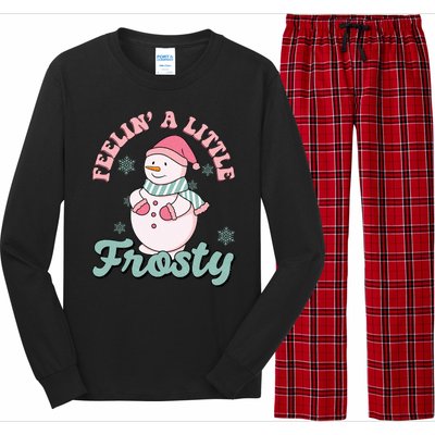 Feelin A Little Frosty Cute Snowman Holiday Long Sleeve Pajama Set