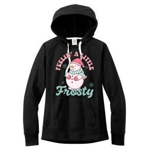 Feelin A Little Frosty Cute Snowman Holiday Women's Fleece Hoodie