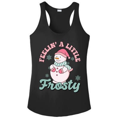 Feelin A Little Frosty Cute Snowman Holiday Ladies PosiCharge Competitor Racerback Tank