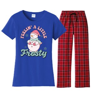 Feelin A Little Frosty Cute Snowman Holiday Women's Flannel Pajama Set