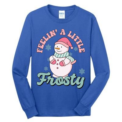 Feelin A Little Frosty Cute Snowman Holiday Tall Long Sleeve T-Shirt