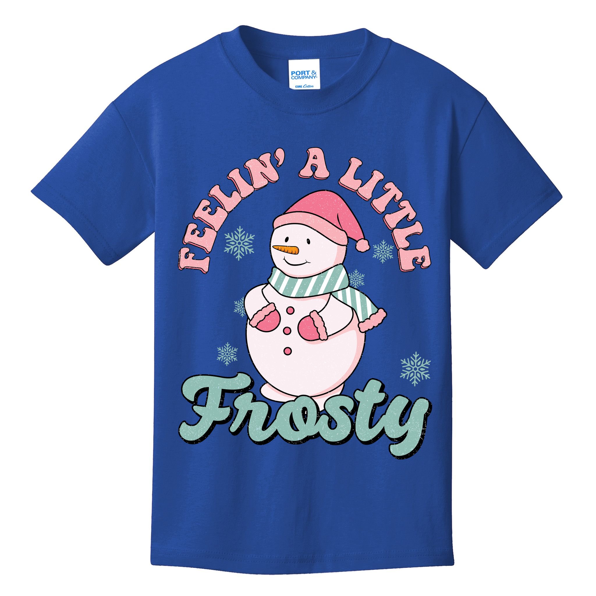 Feelin A Little Frosty Cute Snowman Holiday Kids T-Shirt