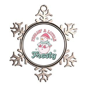 Feelin A Little Frosty Cute Snowman Holiday Metallic Star Ornament