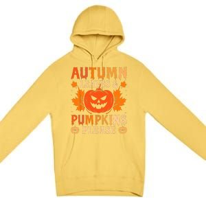 Fall Autumn Leaves & Pumpkin Please Halloween Premium Pullover Hoodie