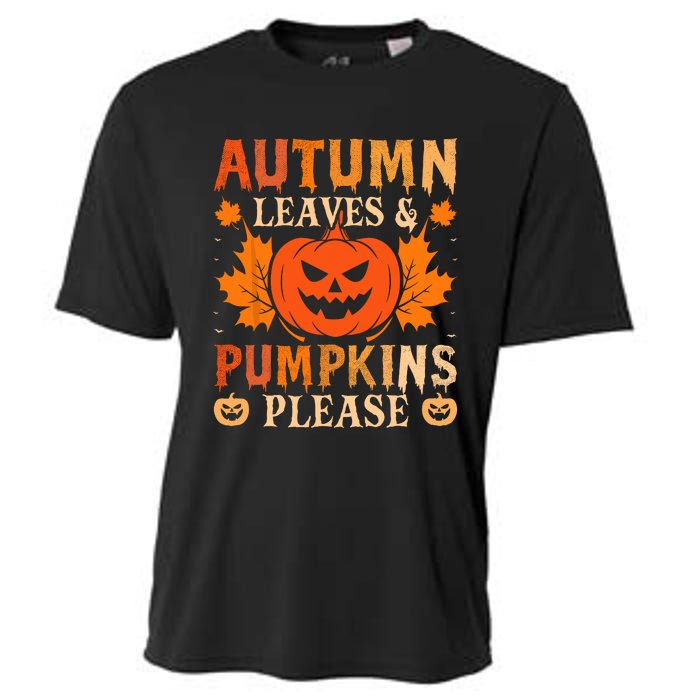 Fall Autumn Leaves & Pumpkin Please Halloween Cooling Performance Crew T-Shirt