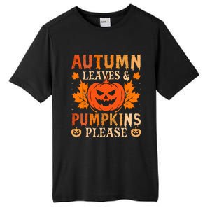 Fall Autumn Leaves & Pumpkin Please Halloween Tall Fusion ChromaSoft Performance T-Shirt