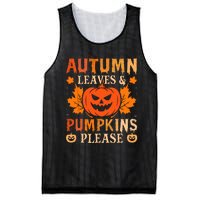 Fall Autumn Leaves & Pumpkin Please Halloween Mesh Reversible Basketball Jersey Tank