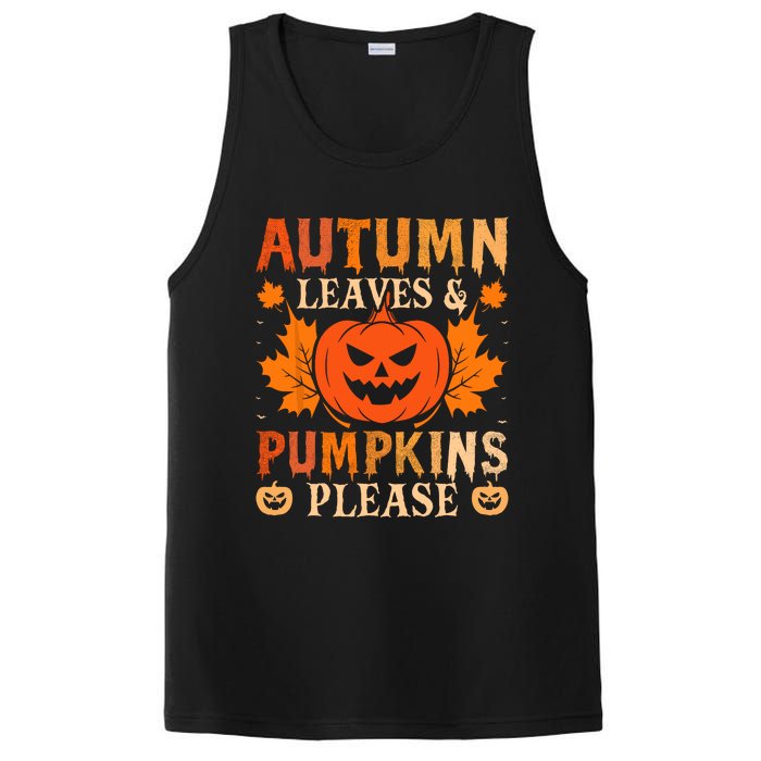 Fall Autumn Leaves & Pumpkin Please Halloween PosiCharge Competitor Tank