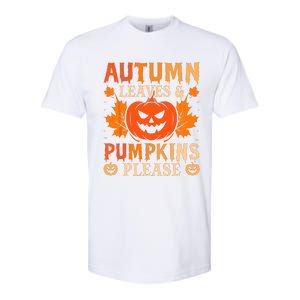 Fall Autumn Leaves & Pumpkin Please Halloween Softstyle CVC T-Shirt