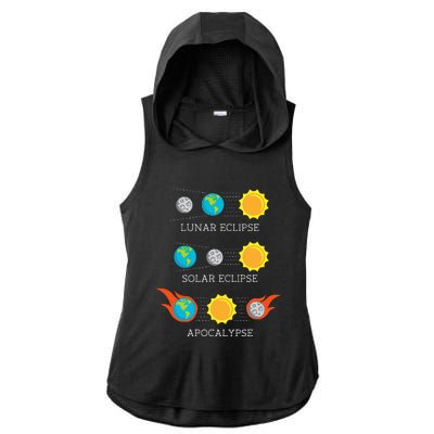 Funny Apocalypse Lunar Solar Eclipse Space Ladies PosiCharge Tri-Blend Wicking Draft Hoodie Tank