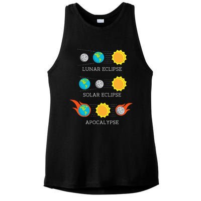 Funny Apocalypse Lunar Solar Eclipse Space Ladies PosiCharge Tri-Blend Wicking Tank