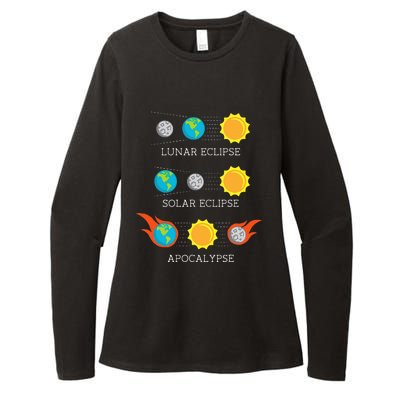 Funny Apocalypse Lunar Solar Eclipse Space Womens CVC Long Sleeve Shirt